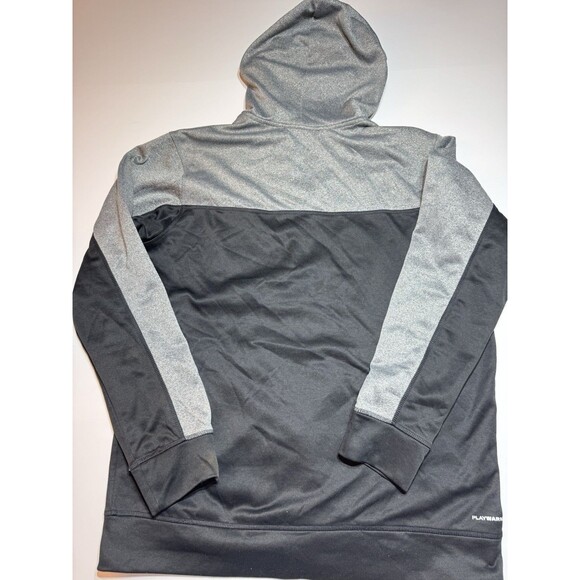 Reebok PlayWarm Mens Large Full Zip Hoodie Gray Black Colorblock Athletic Jacket - Picture 2 of 12